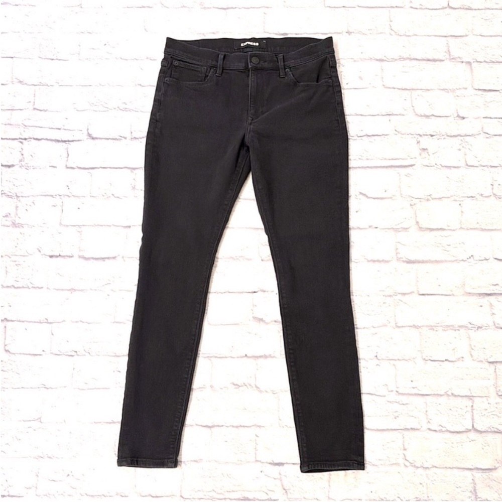 Express Jeans Black Denim Legging Mid Rise Stretchy Jegging Size 10 Regular